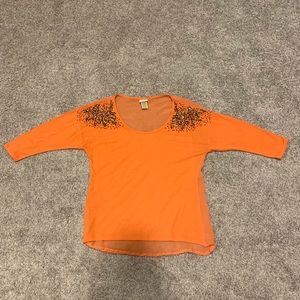 Orange sequin shoulder blouse